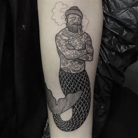 men mermaid tattoo|traditional style mermaid tattoo.